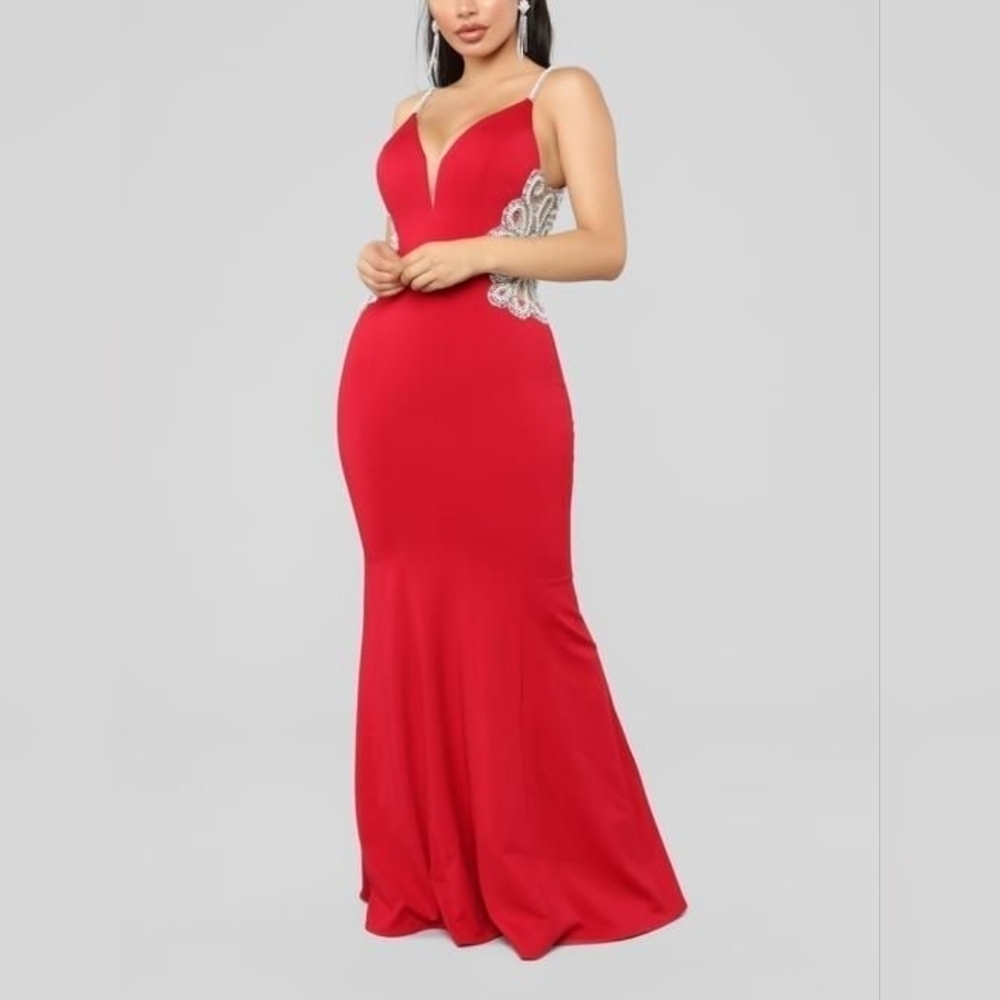 Imperial Beaded Prom Red Evening Gown